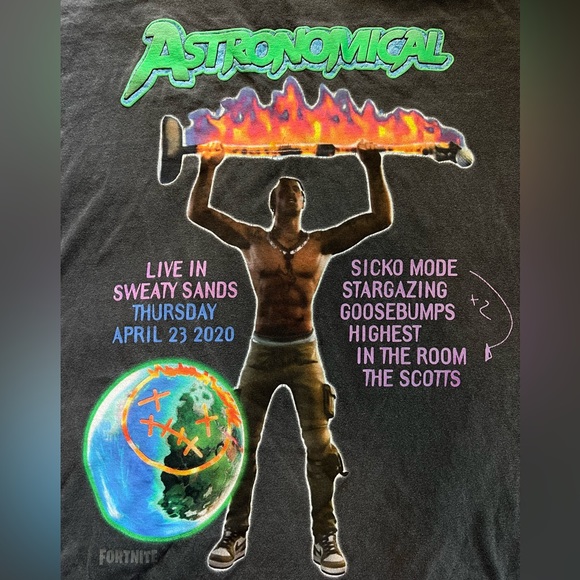 Travis Scott cactus Jack astronomical Fortnite collab XL graphic t shirt - Picture 3 of 6